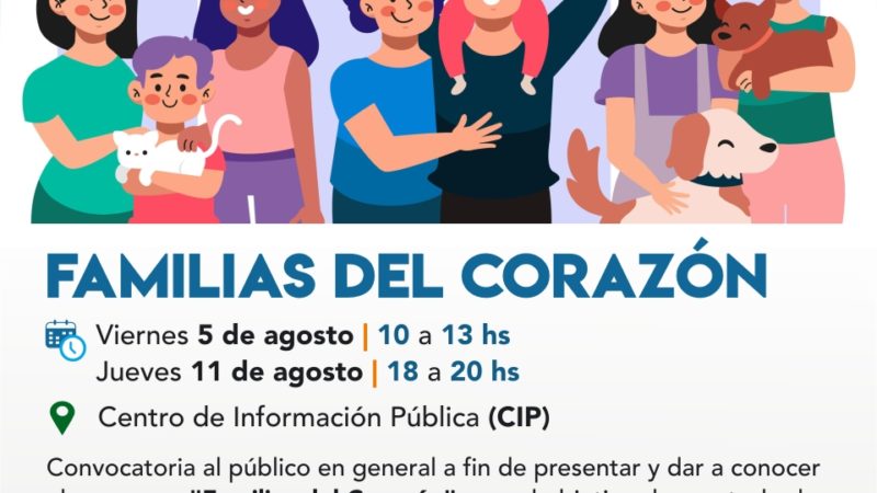 Este viernes se realizará un encuentro informativo para sumar a Familias del Corazón