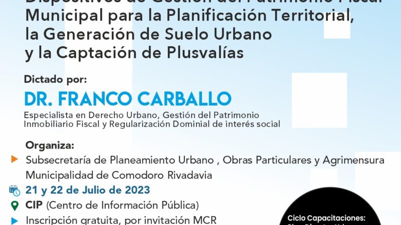 Profesionales del Municipio se capacitarán en derecho urbano y gestión territorial